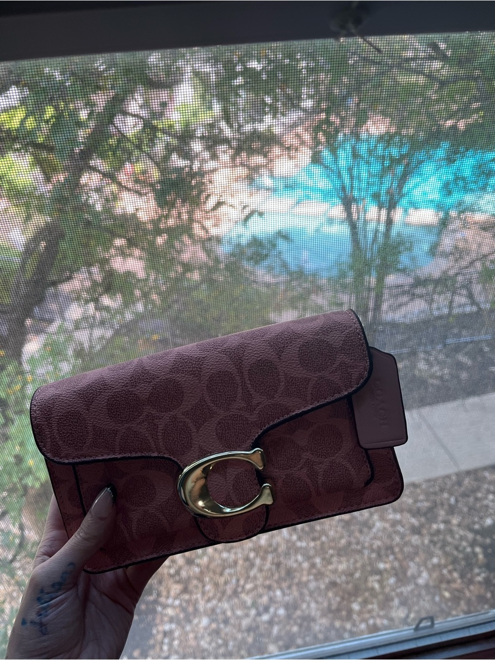 Coach Dusty Pink Signature C Turnlock Crossbody Wallet